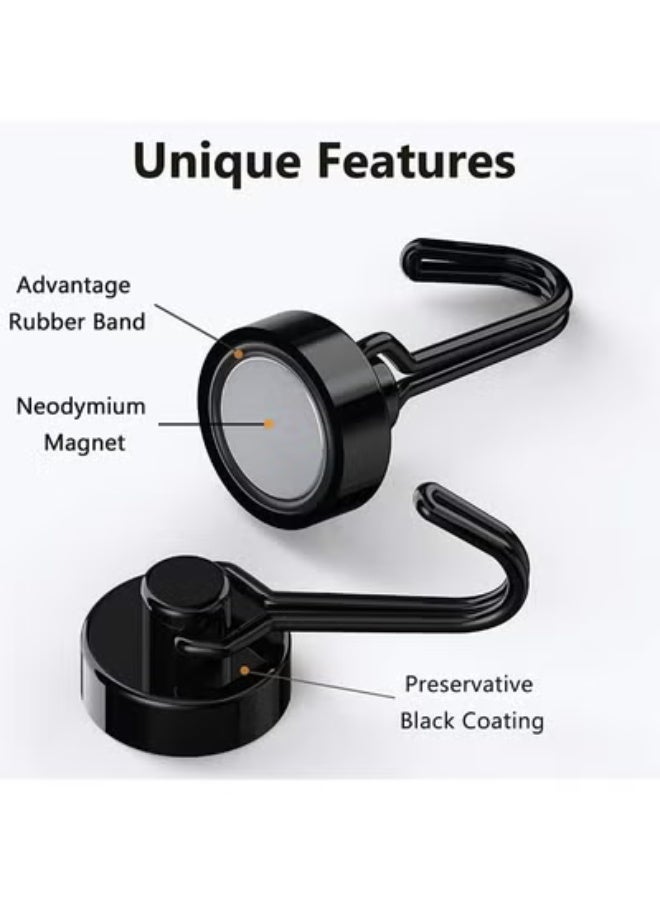 fantasize Magnetic Hooks, Heavy Duty Strong Neodymium Magnet Hook 30 Lbs with Rust Proof for Indoor Outdoor Hanging, Refrigerator, Grill, Kitchen, Key Holder, Locker, Classroom, Black, Pack - Image 3